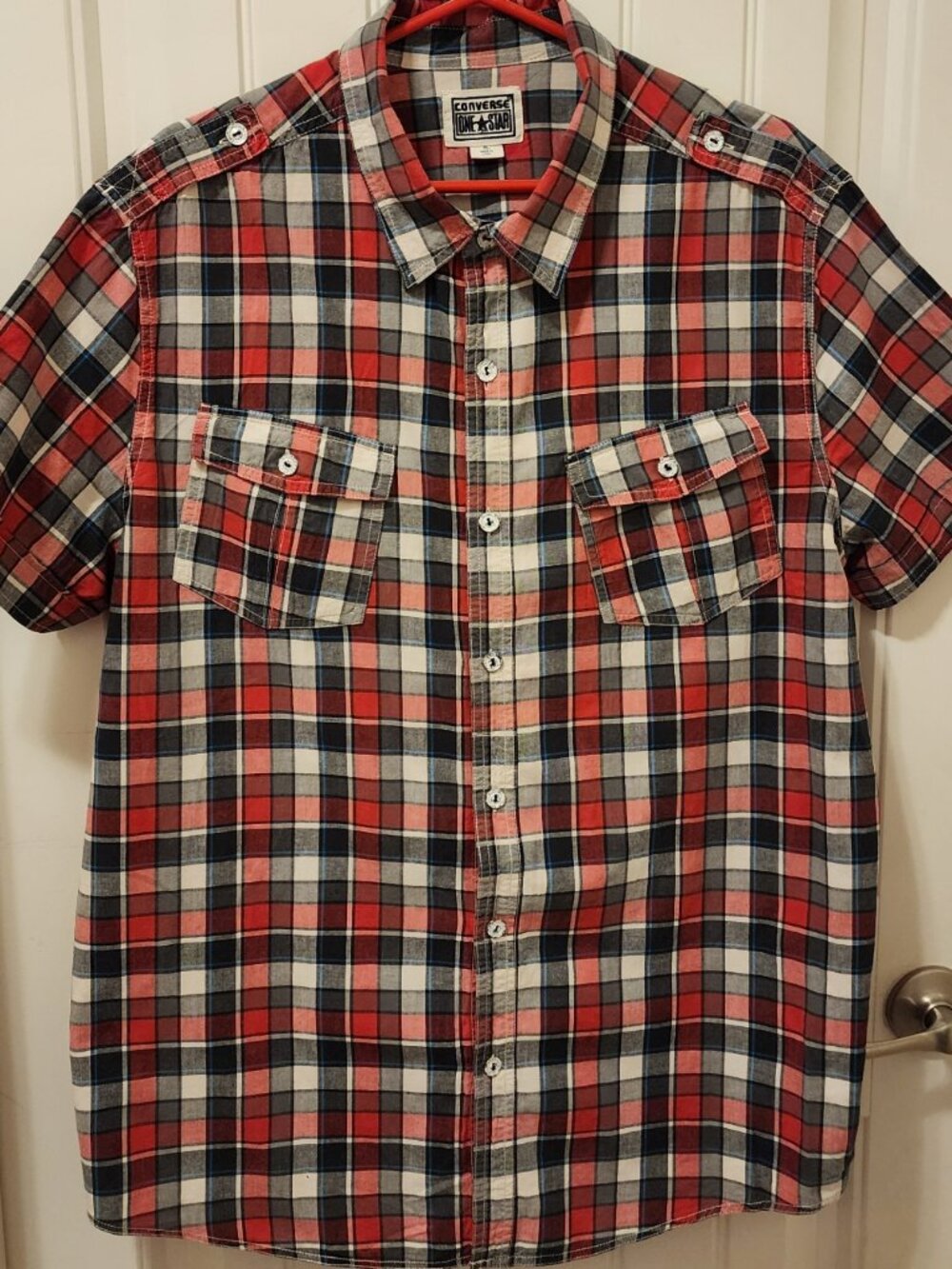 CONVERSE ONE=STAR Button Down Short Sleeve Men's Shirt Size XL